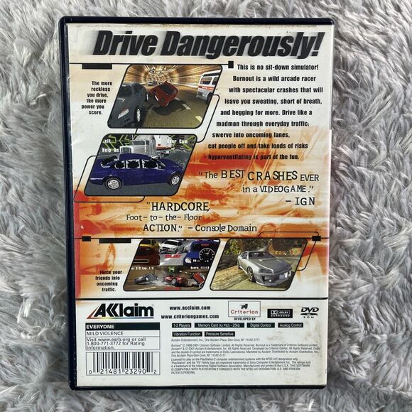 Burnout (Sony PlayStation 2, 2001) PS2 Disc and Case Racing Game Acclaim - Picture 4 of 10